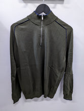 Load image into Gallery viewer, James Harper JHK55 Cotton 1/4 Contrast Piping Jumper Olive