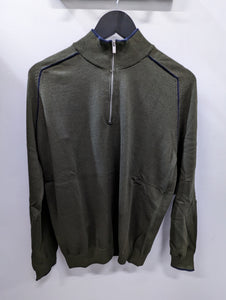 James Harper JHK55 Cotton 1/4 Contrast Piping Jumper Olive