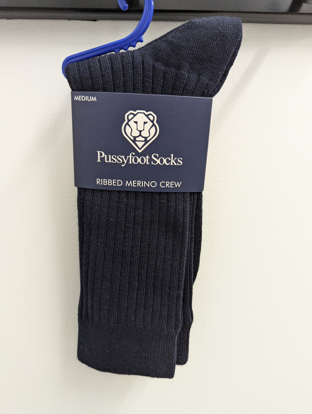 Pussyfoot Ribbed Merino Crew Sock Navy