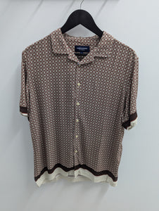 James Harper S/S Cuban Collar Border Merlot Shirt