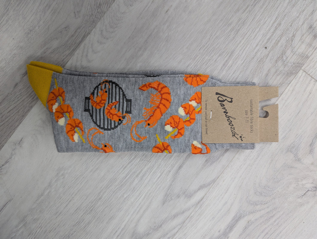 Bamboozld Grey Marle Shrimp On The Barbie Bamboo Socks