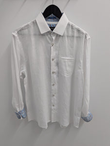 Berlin L-648 L/S White Linen Shirt