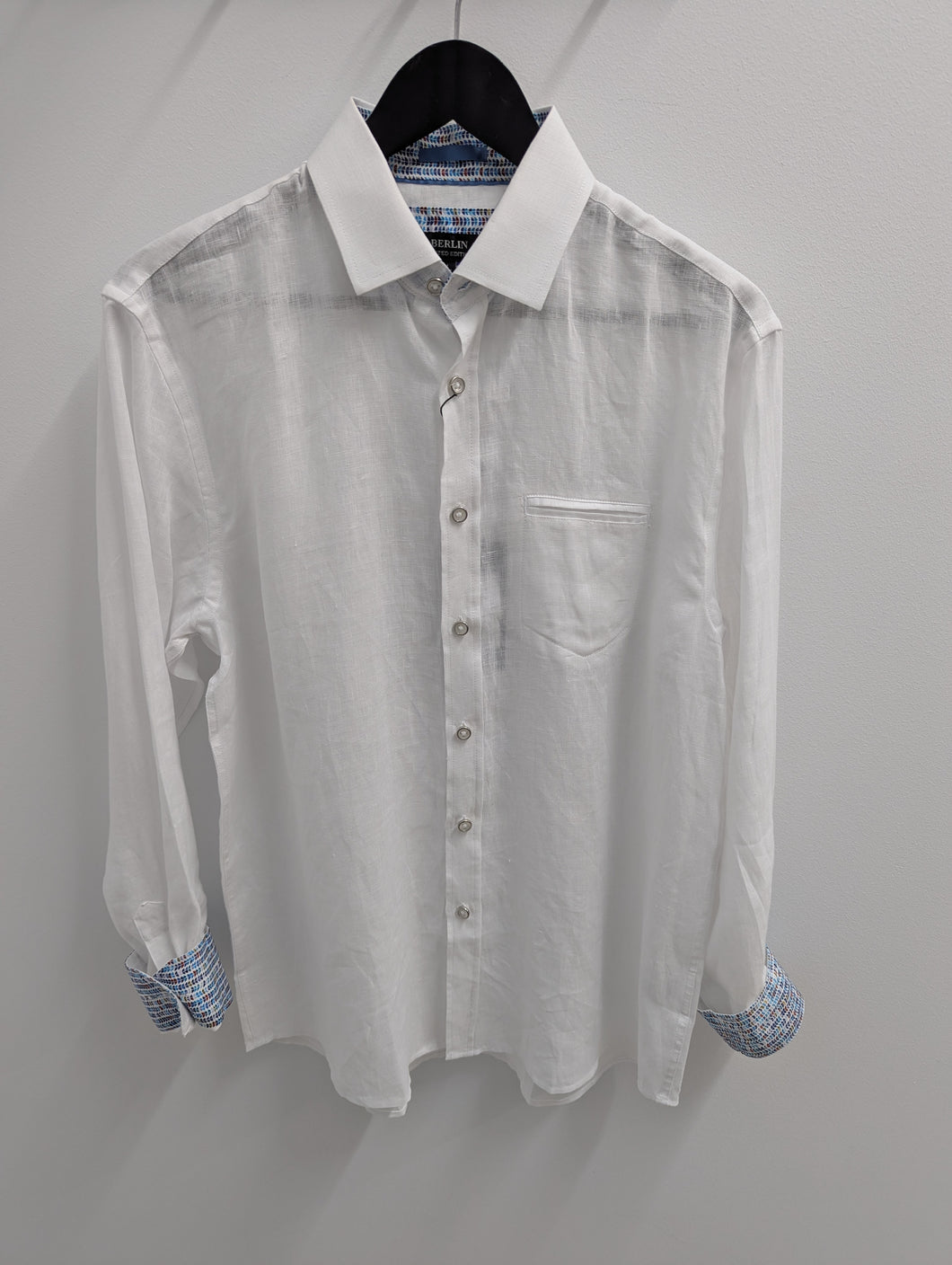 Berlin L-648 L/S White Linen Shirt