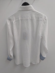 Berlin L-648 L/S White Linen Shirt