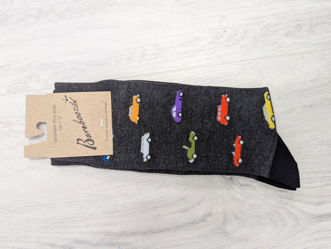 Bamboozld Vintage Cars Charcoal Bamboo Sock