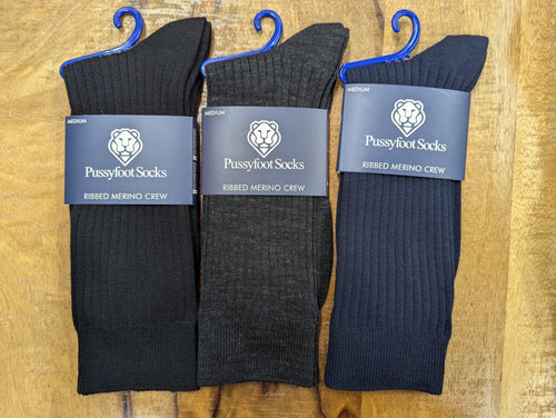 Pussyfoot Navy Ribbed Wool Blend Socks