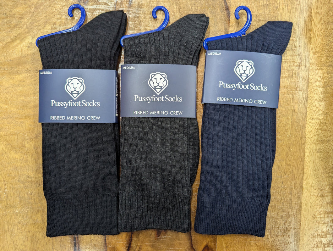 Pussyfoot Navy Ribbed Wool Blend Socks