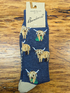 Bamboozld Hylander Cow Sock Denim Marle