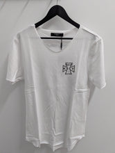 Load image into Gallery viewer, KSCY Scrawl Raw V-Neck Tee White
