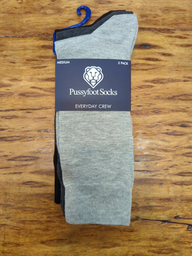 Pussyfoot 3pk Everyday Crew Socks Black/Charcoal/Grey