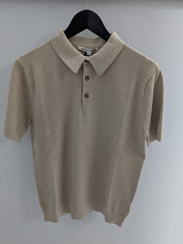 James Harper JHK77 3 Button Knit Polo Wheat