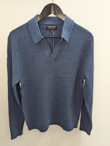 Country Road Ribbed Cotton Knit Indigo Marle
