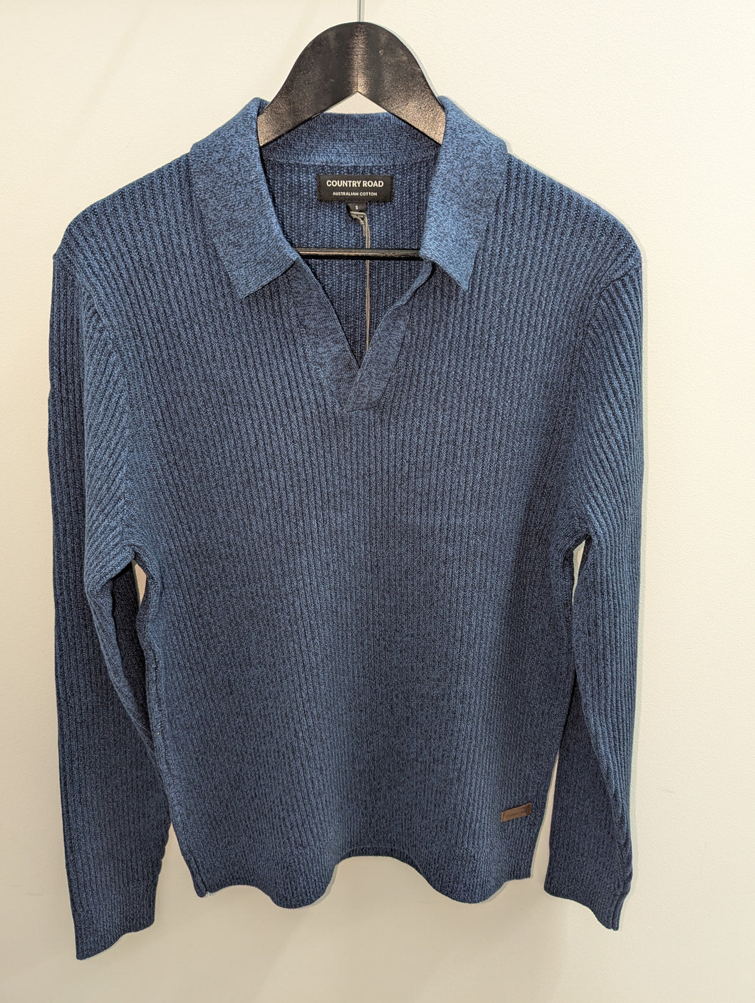 Country Road Ribbed Cotton Knit Indigo Marle