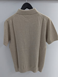 James Harper JHK77 3 Button Knit Polo Wheat