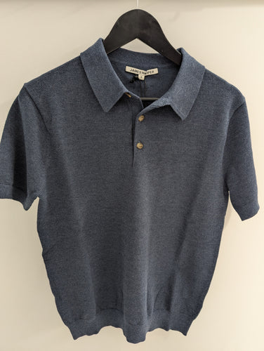 James Harper JHK77 3 Button Knot Polo Navy