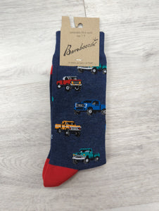 Bamboozld Mens Pick Up Trucks Bamboo Socks Denim